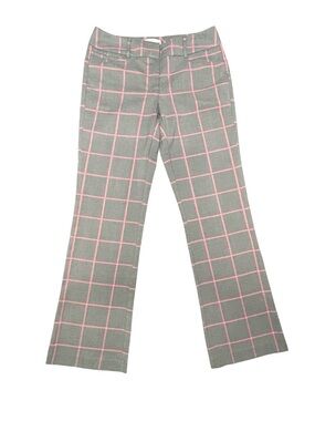 New York & Company 7th Av stretch flare dress pants grey & pink plaid NWT 4 AVG